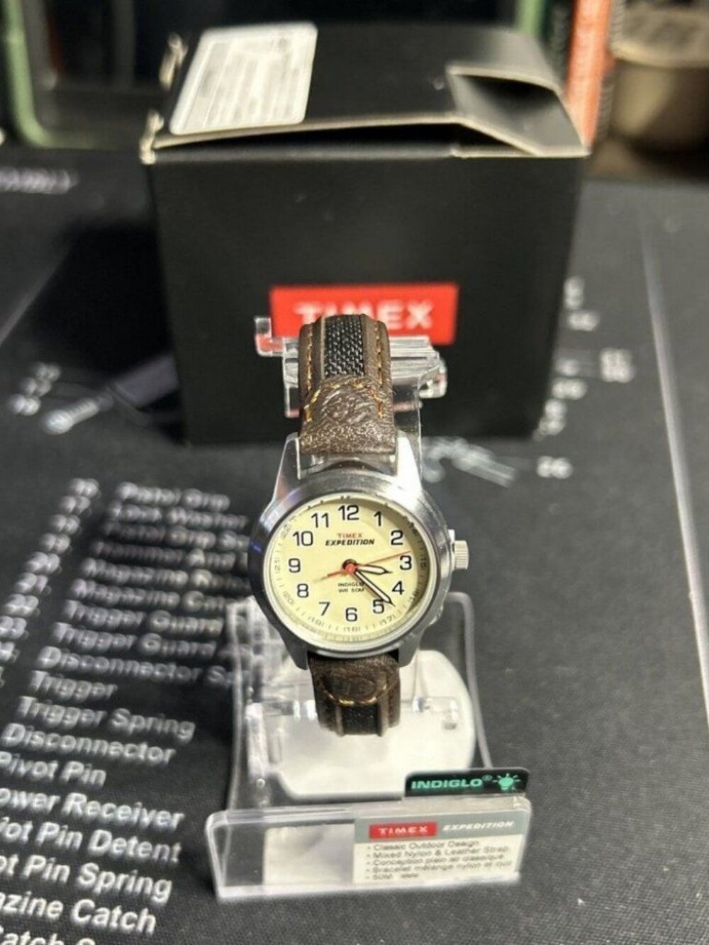 Timex T41181, Women's "Expedition" Brown Leather Watch, Indiglo, 50 Meter WR
